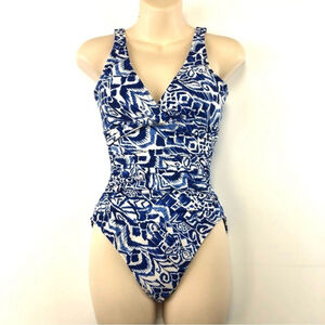 Ralph Lauren one piece swimsuit in blue and white Size 6